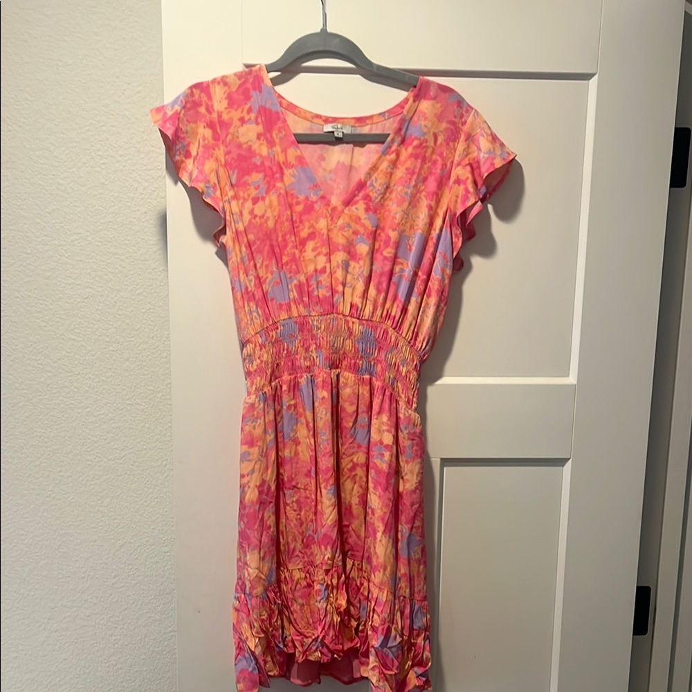 Rails Pink and Orange Floral Midi Dress